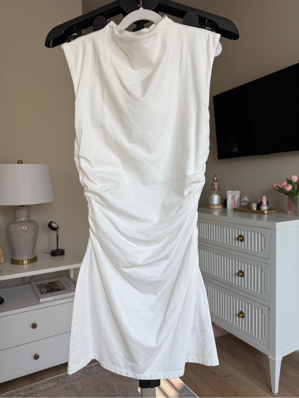 Women's White Sleeveless Dress- small